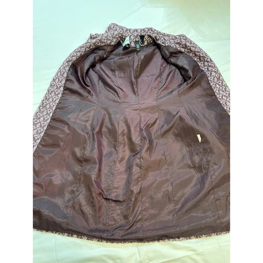 Victoria's Secret Moda Purple Unique Y2K Geometric Wool Blend Button Trench S6